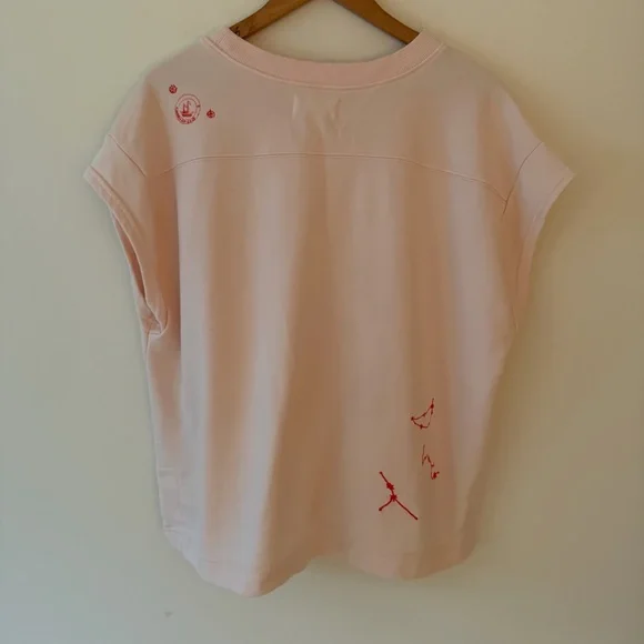 Anthropologie By Anthropologie Embroidered Côte d'Azur Top Sweatshirt Pink XL - Picture 2 of 12